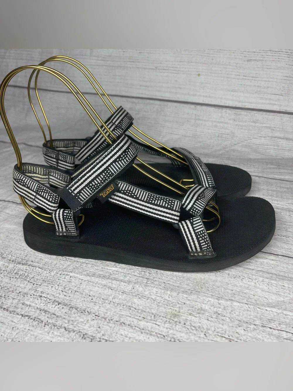Teva Women’s 8 Original Universal Black White Sandals